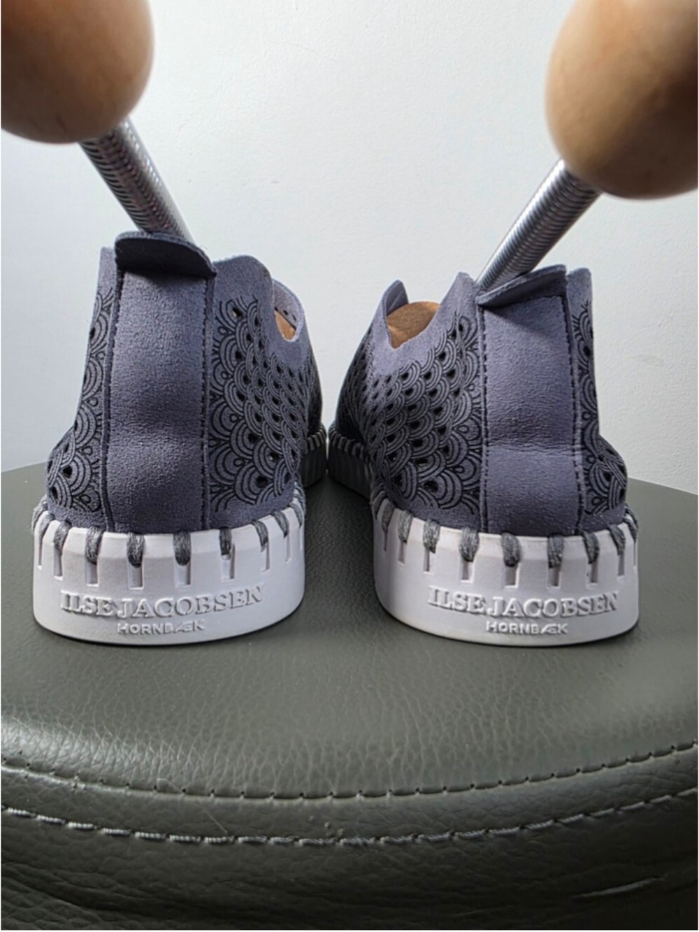 Ilse Jacobsen Hornbaek Tulip Slip On Shoes Grey Perforated Comfort Flats 9|39 - Picture 10 of 14